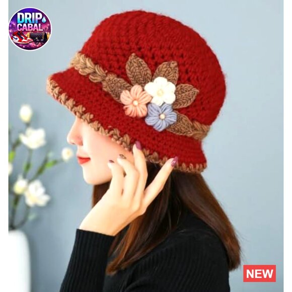 Cotton and Wool Knit Bucket Hat Winter Warm Faux Fur Beanie main image 6